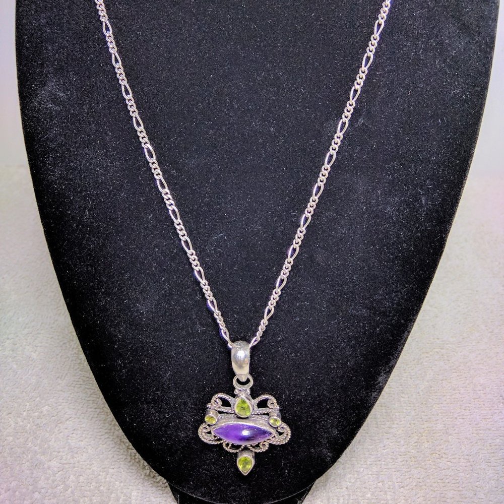 Necklace - Purple & Green Amythysts!
